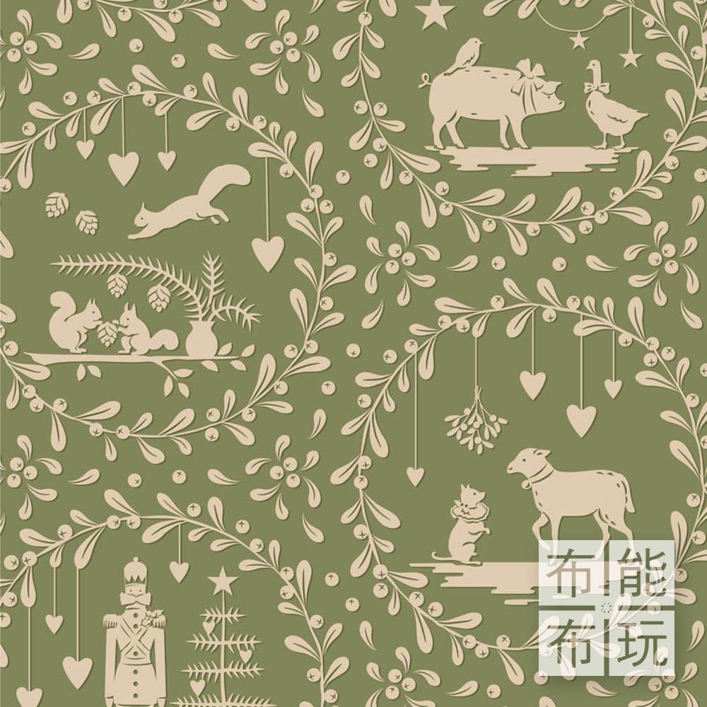 【2025年秋冬新品預購】Tilda Merry Little Christmas 歡慶聖誕棉布: 朝鮮薊色剪紙 100635
