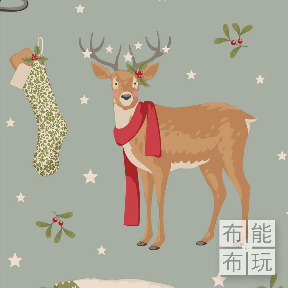 【2025年秋冬新品預購】Tilda Merry Little Christmas 歡慶聖誕棉布: 鴨蛋色冬日朋友 100630