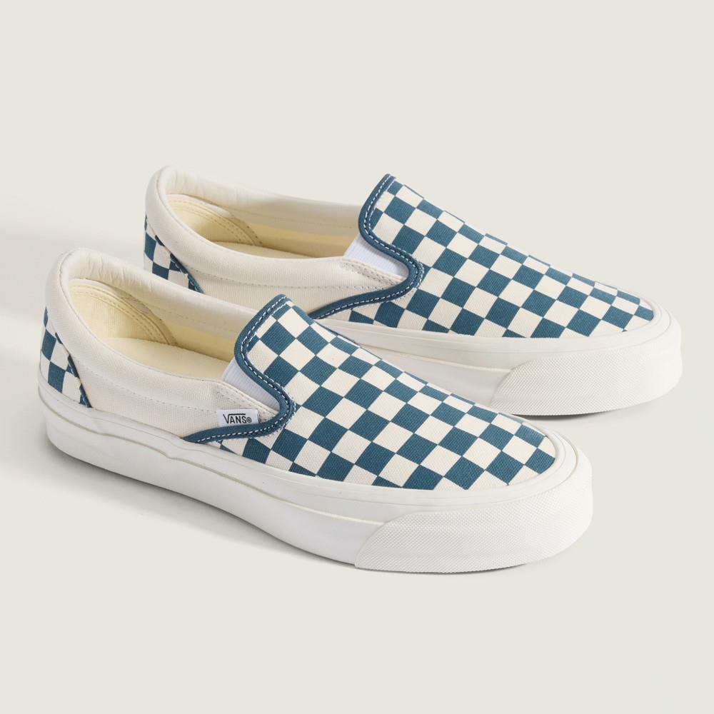 Vans Premium LX Classic Slip-On 98 男女款藍色棋盤格滑板鞋