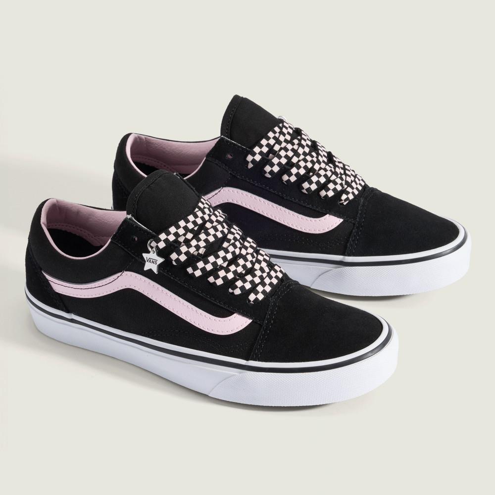 Vans Old Skool 男女款黑色/粉色滑板鞋