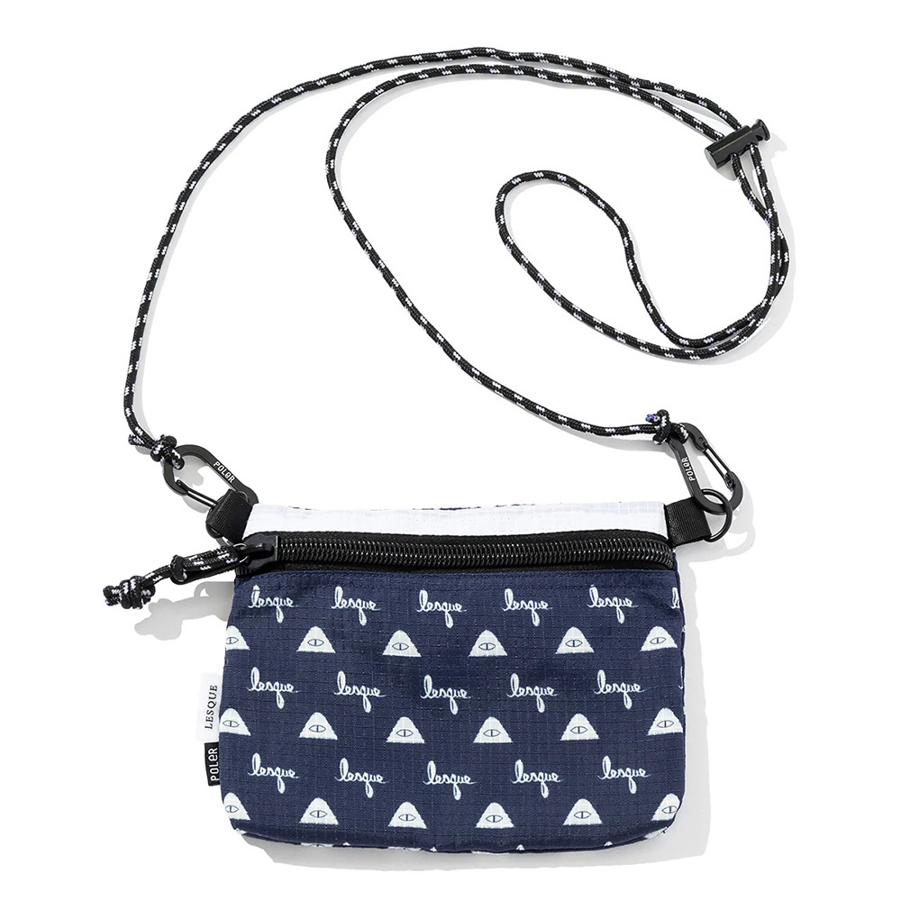 日本限定 Poler x Lesque Stuffable Pouch 聯名輕便袋收納包 / 隨身側背包 / 白*藍聯名印花