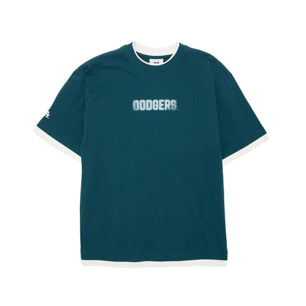 MLB 短袖T恤 假兩件拼接袖 洛杉磯道奇隊 (3ATSB0954-07MTD)