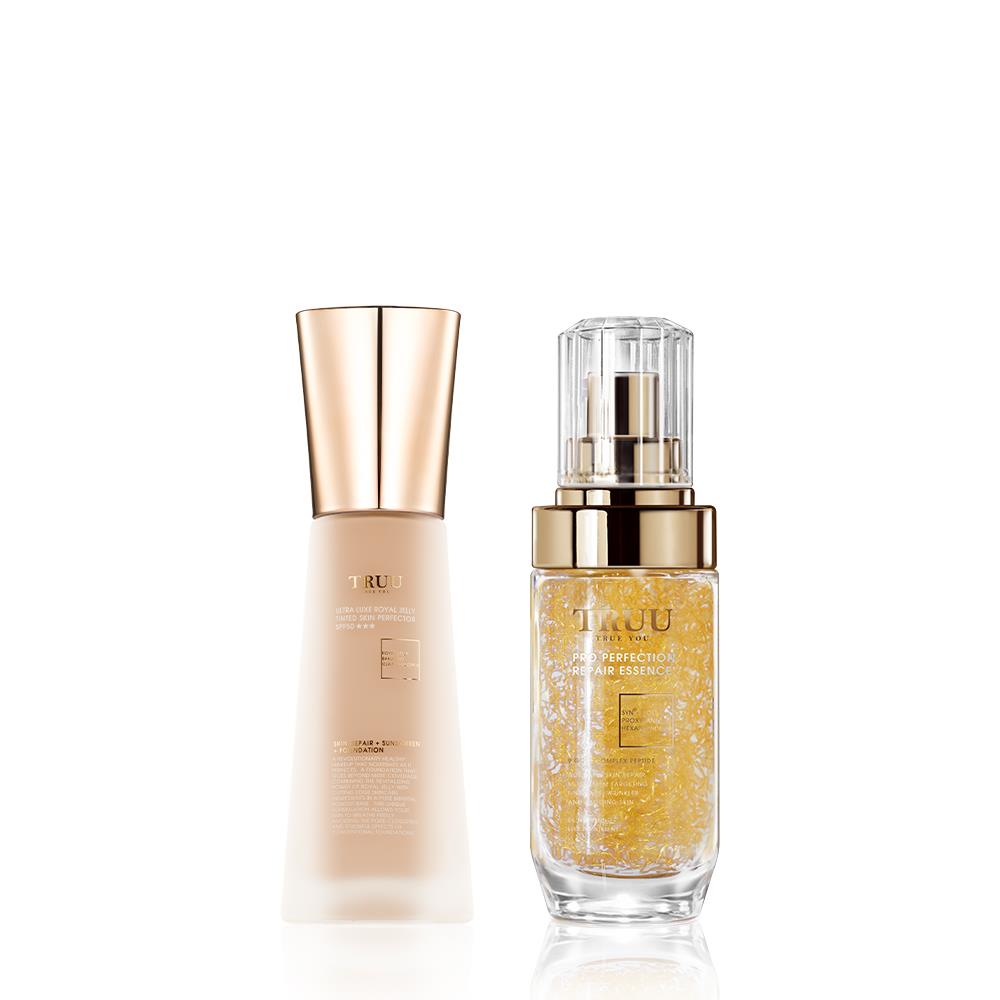 【新品上市】極奢蜂王乳潤色美肌霜SPF50★★★【謝宜君．小嫻推薦】+精華液擇1（黃金胜肽賦活精華／藍銅玻尿酸保濕修復精華／高能美白精華／修護安撫舒緩精華／頂級藍銅肌因修復精華）