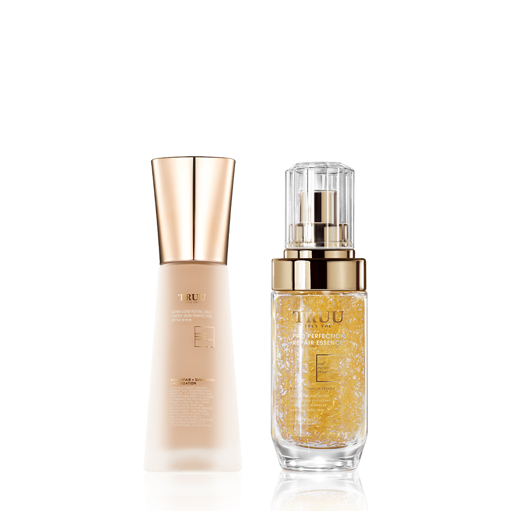 【新品上市】極奢蜂王乳潤色美肌霜SPF50★★★【小嫻推薦】+精華液擇1（黃金胜肽賦活精華／藍銅玻尿酸保濕修復精華／高能美白精華／修護安撫舒緩精華／頂級藍銅肌因修復精華）