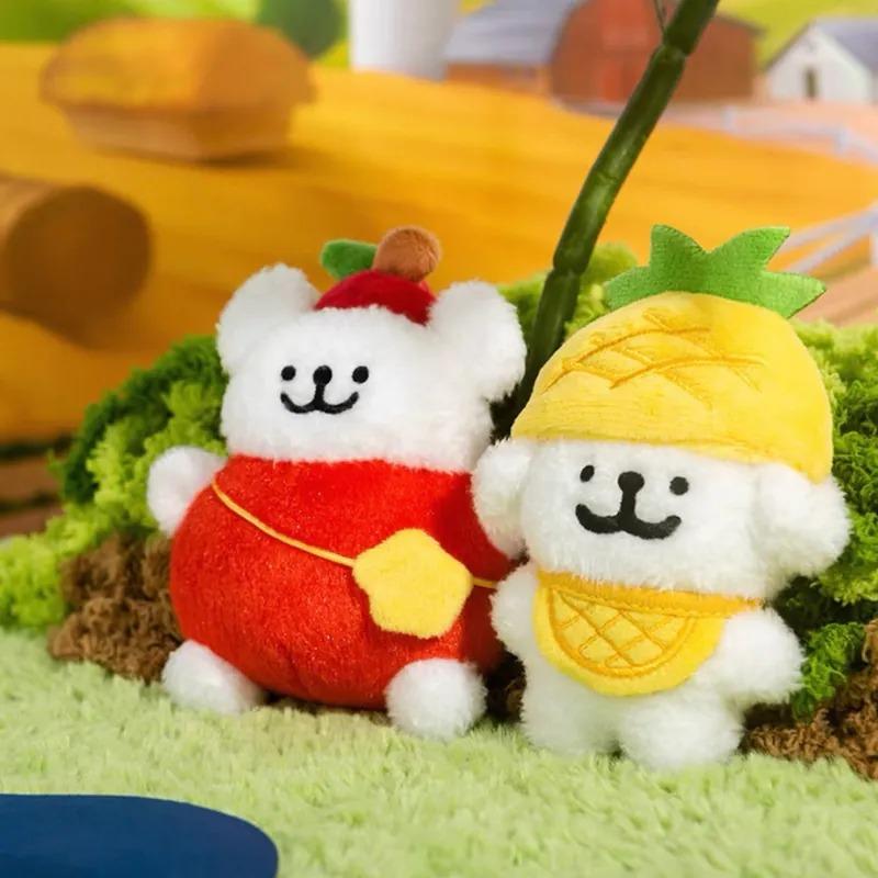 線條小狗 水果系列 絨毛吊飾-鳳梨小白/芒狗/蘋狗/火龍狗