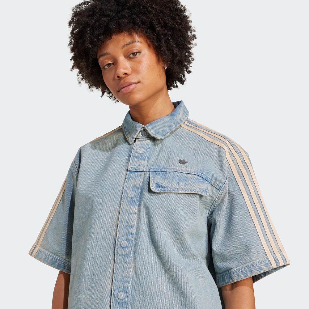 PREMIUM ESSENTIALS 丹寧短袖襯衫