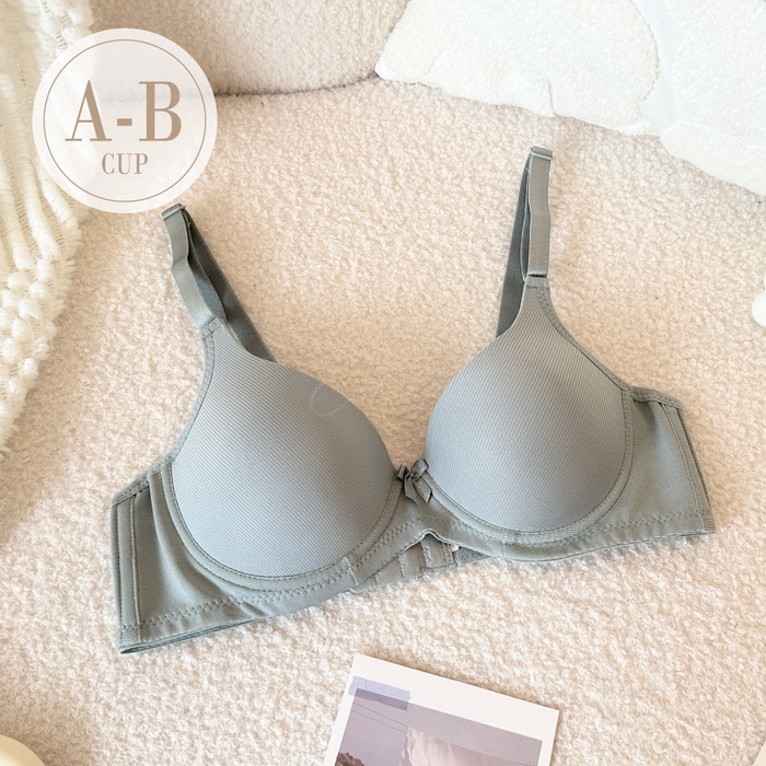 學生內衣【微笑甜豆】嚴選涼感素材軟鋼圈內衣*A-B罩 (灰綠) #6606