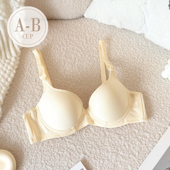 學生內衣【微笑甜豆】嚴選涼感素材軟鋼圈內衣*A-B罩 (鵝黃) #6606