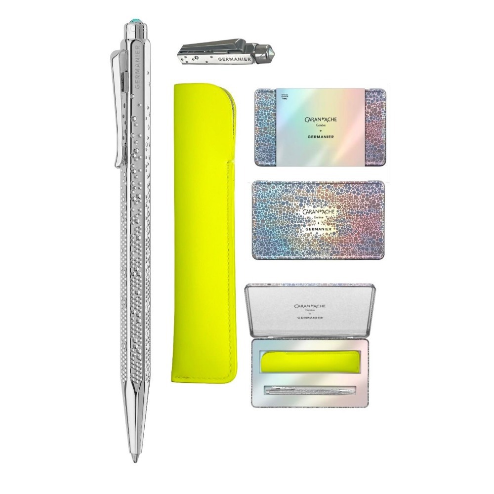 卡達CARAN D'ACHE GERMANIER聯名特別版 艾可朵閃耀系列 原子筆禮盒組(搭配小牛皮筆套)