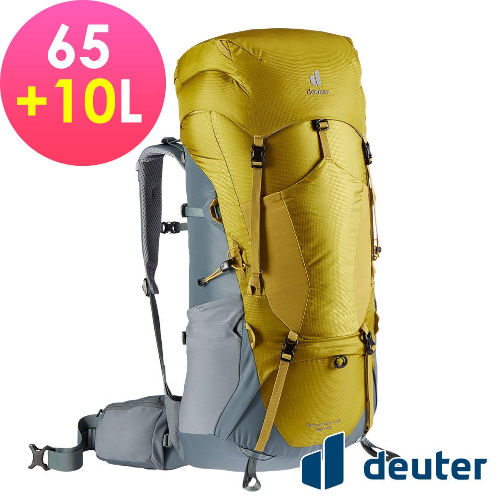 【deuter 德國】AIRCONTACT LITE拔熱式透氣背包/登山背包65+10L(3340721薑黃/多日登山/高山縱走)