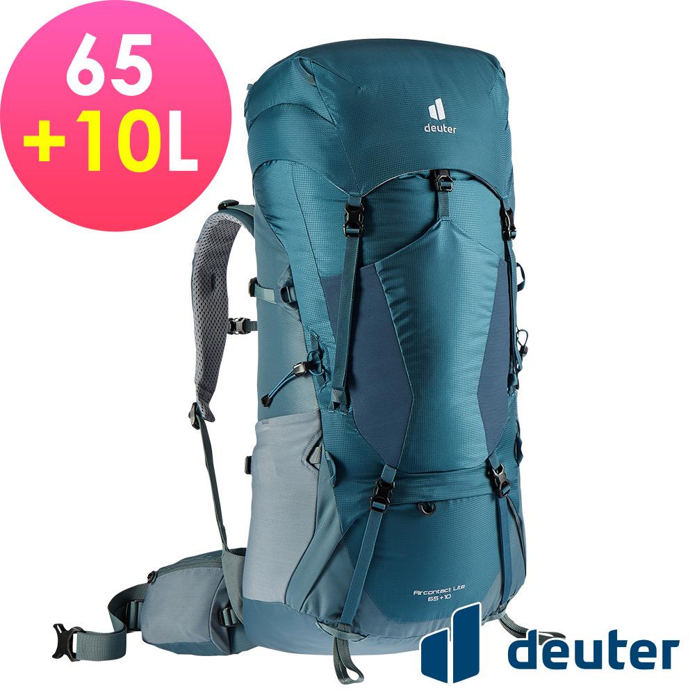 【deuter 德國】AIRCONTACT LITE拔熱式透氣背包/登山背包65+10L(3340721深灰藍/多日登山/高山縱走)