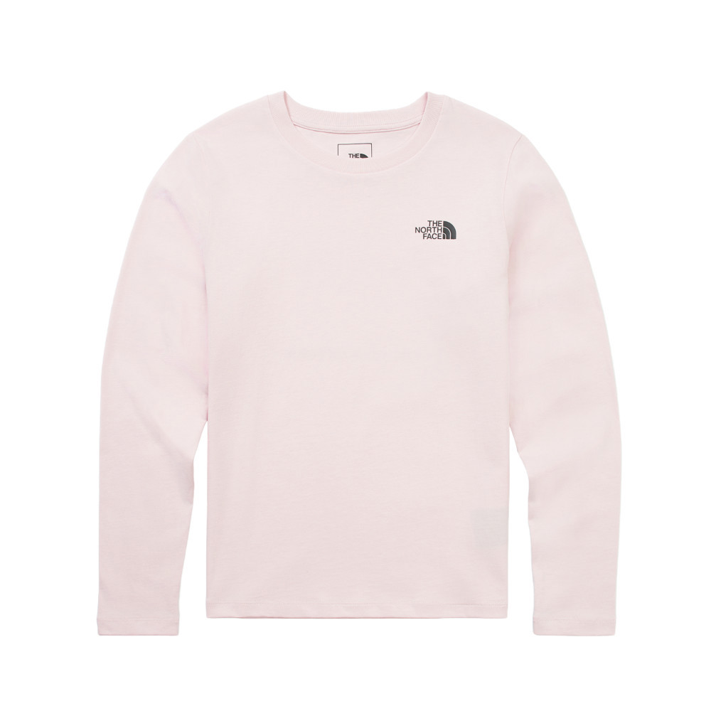 The North Face北面兒童粉色純棉長袖上衣｜8F5TBP6