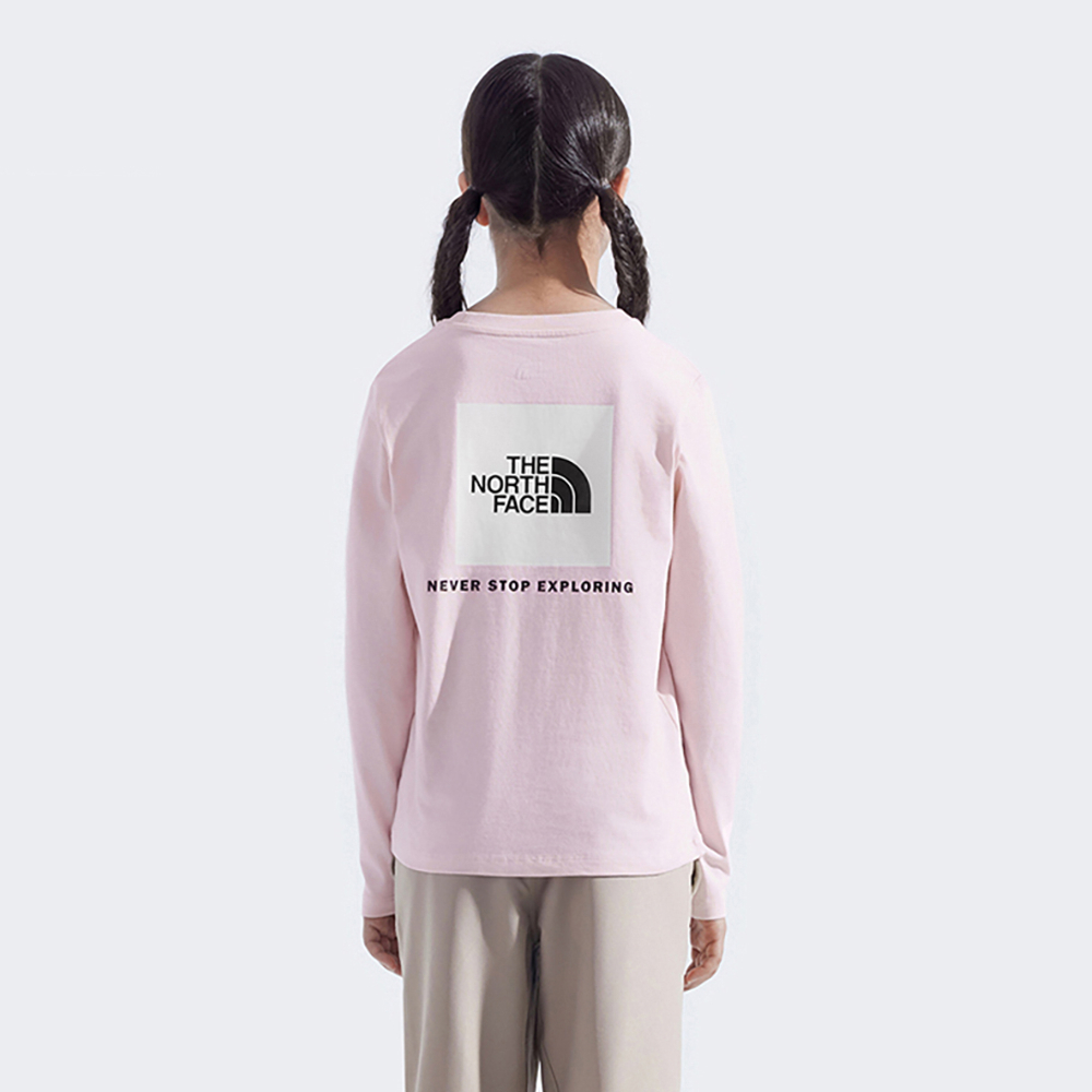 The North Face北面兒童粉色純棉長袖上衣｜8F5TBP6