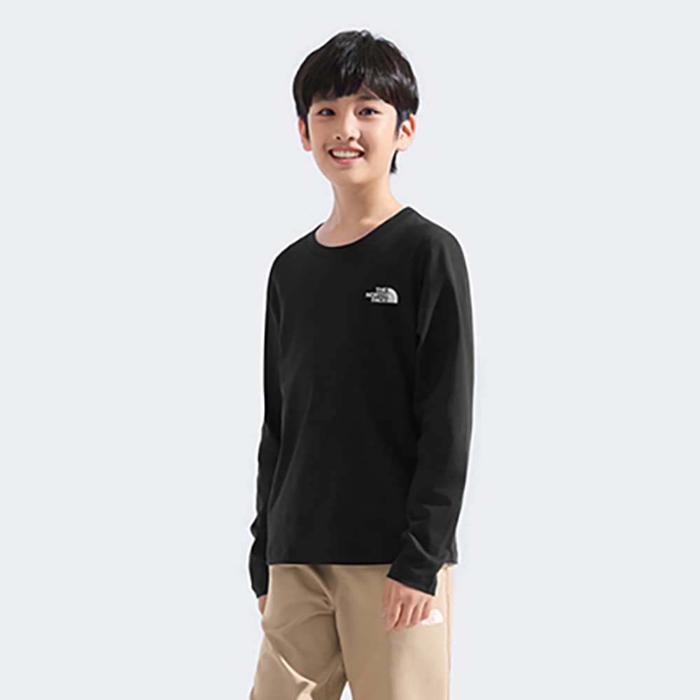 The North Face北面兒童黑色純棉長袖上衣｜8F5TJK3