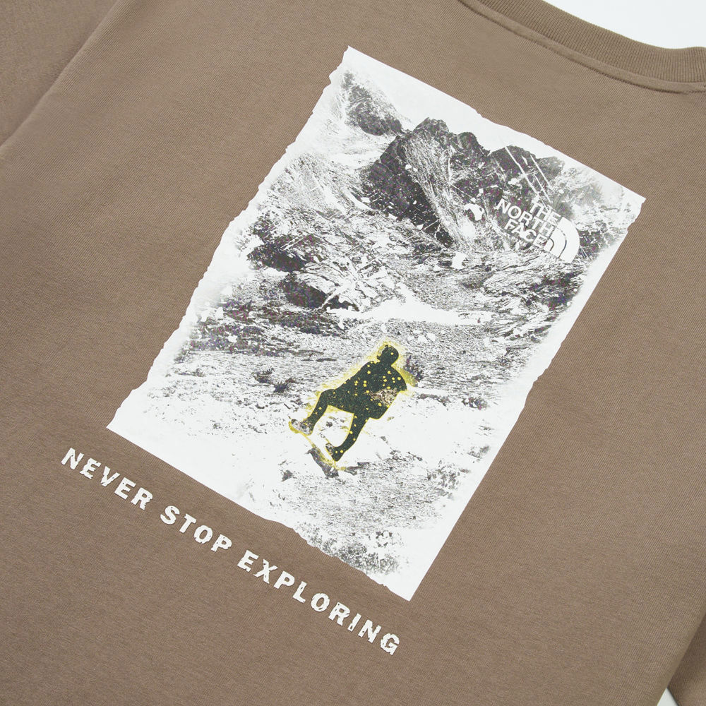 UE男款棕色純棉大尺寸山脈印花短袖T恤｜8GUBBOW
