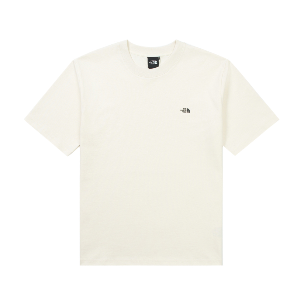 UE男款米白色純棉大尺寸山脈印花短袖T恤｜8GUBQLI