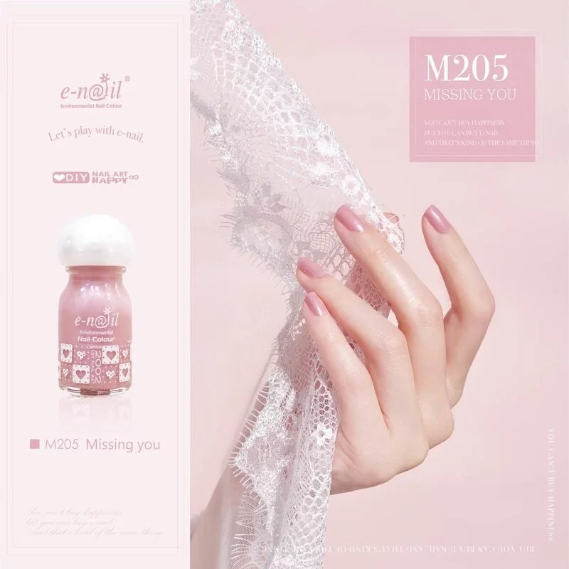 【e-nail】M205 Missing you｜名媛嫩粉色閃爍柔潤玫瑰金光澤｜可剝式健康香氛水性指甲油