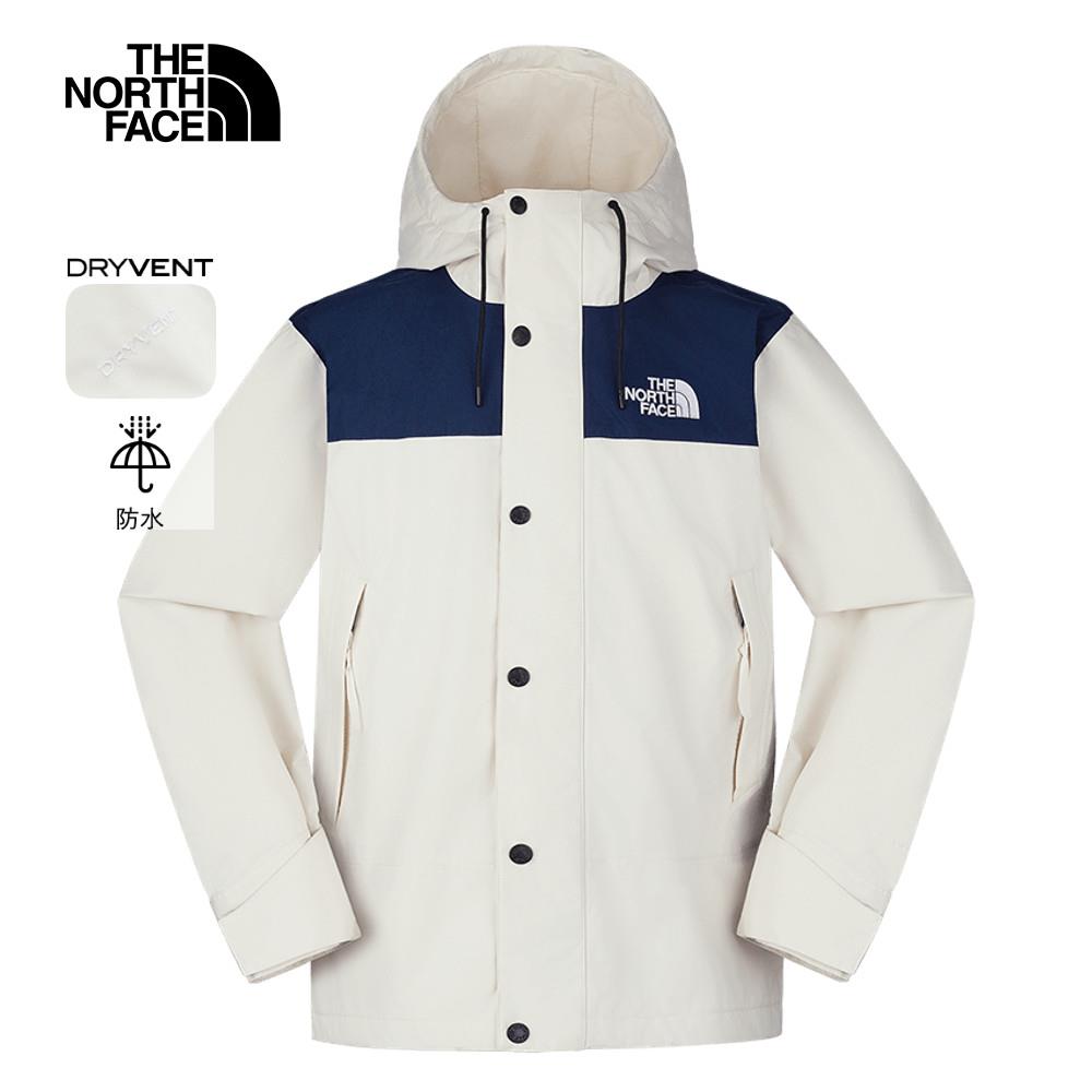 The North Face北面男款白色DryVent防水透氣衝鋒衣｜8FZMAEJ