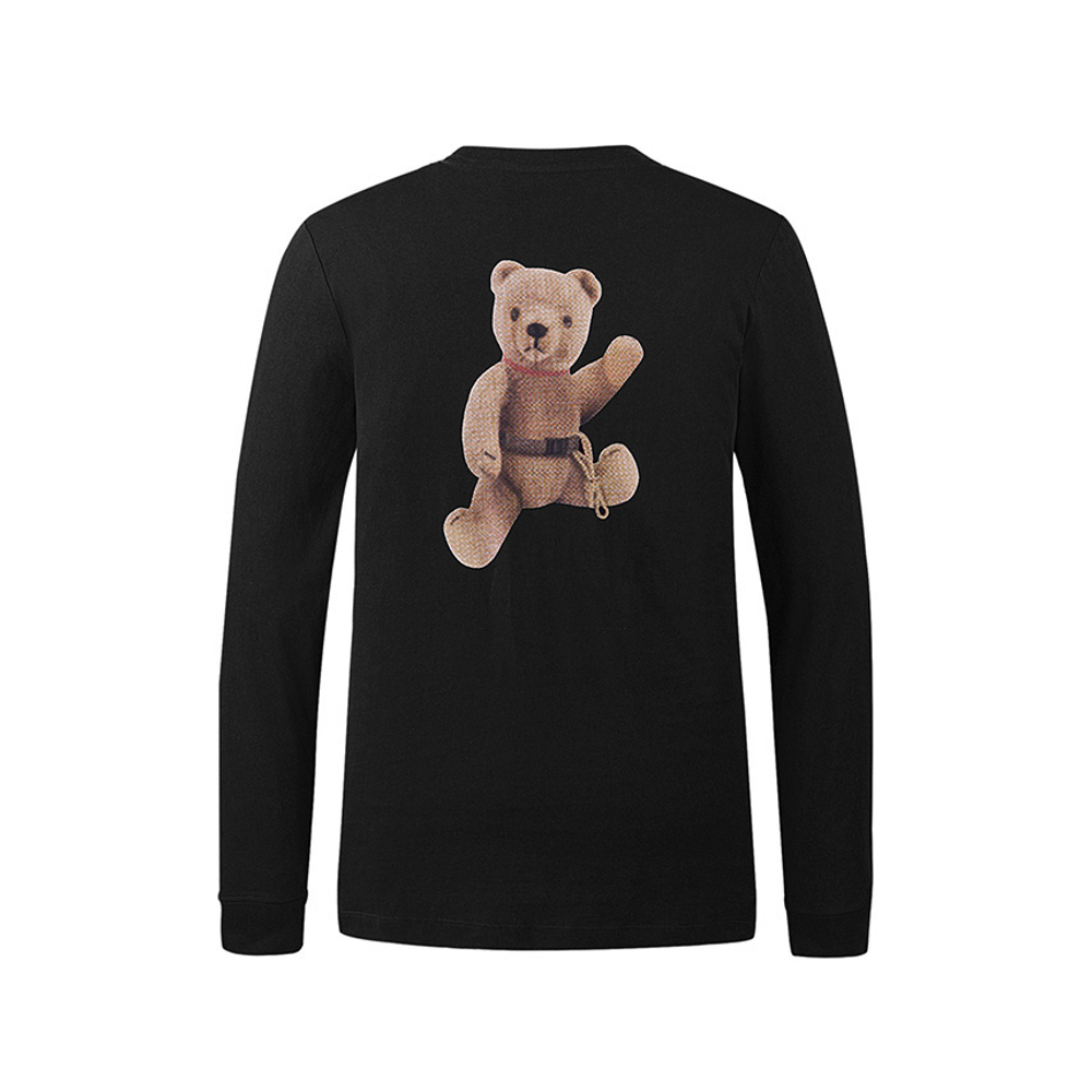 The North Face北面男女款黑色純棉趣味印花設計長袖上衣｜8F0JJK3