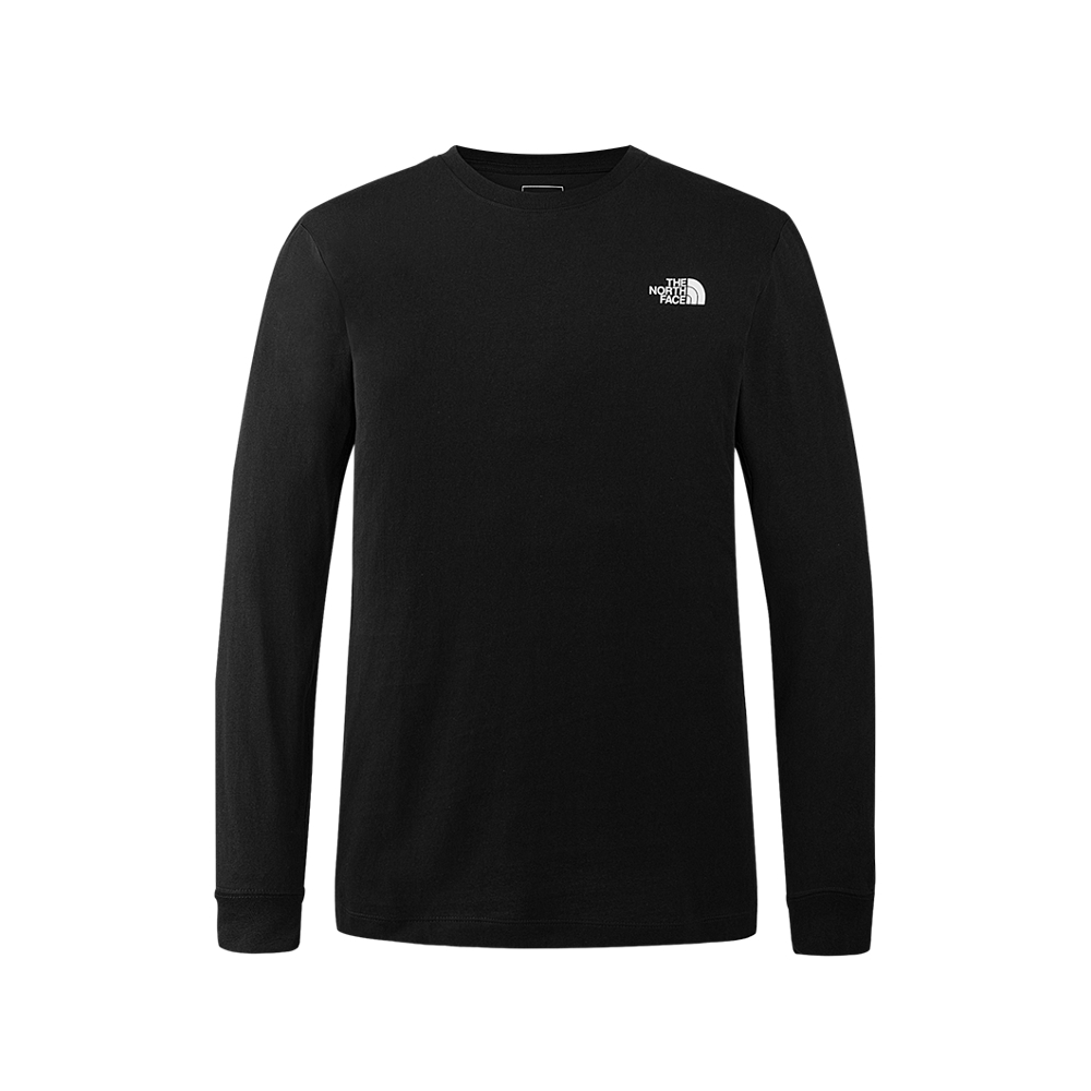 The North Face北面男女款黑色純棉趣味印花設計長袖上衣｜8F0JJK3