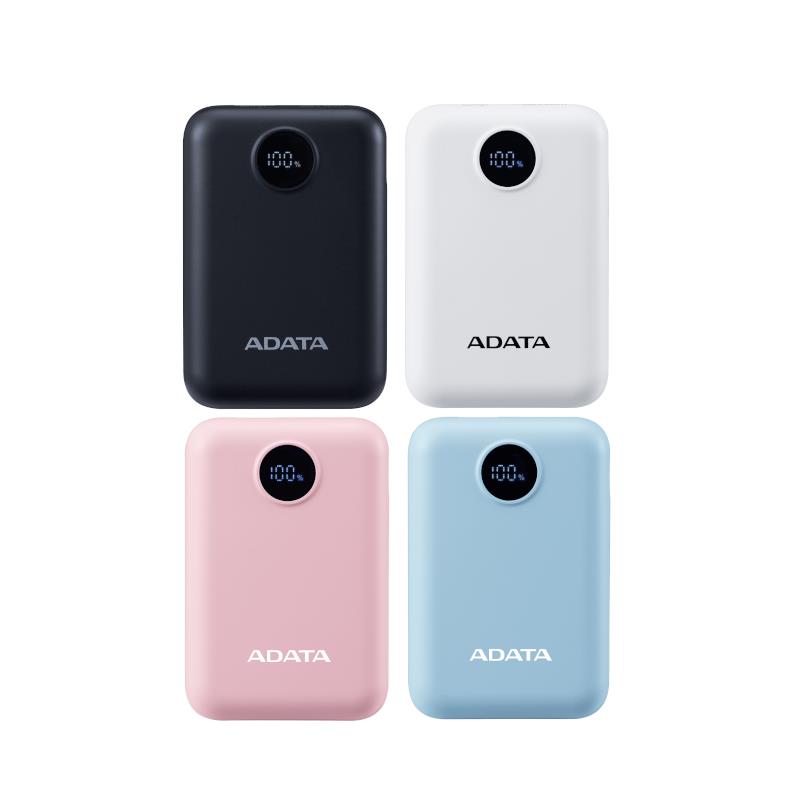 威剛C100D PD/QC快充 螢幕顯示電量 動電源 10000mAh-黑/白/粉/藍