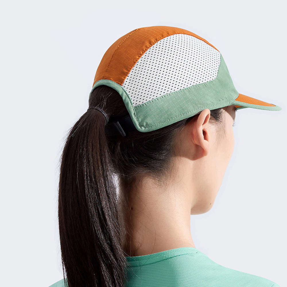 The North Face北面男女款綠色吸濕排汗防曬運動帽｜876JFEI