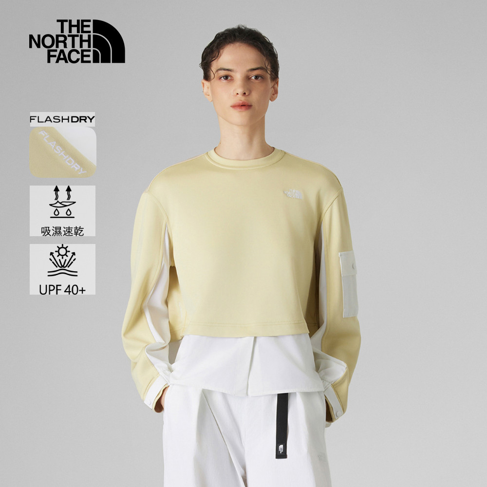 The North Face UE女款米色UPF防曬長袖上衣｜8E863X4－優動運動商城