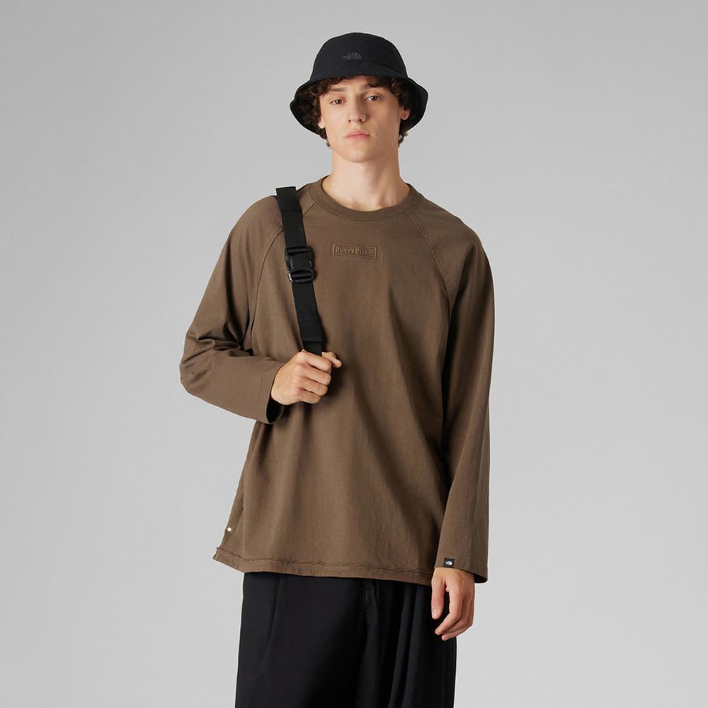 UE男款棕色純棉長袖上衣｜8BTK1OI
