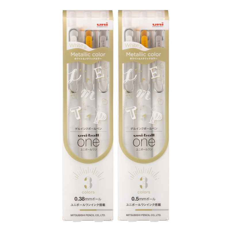 三菱UNI Uni-ball ONE 金銀白套組-0.38mm/0.5mm