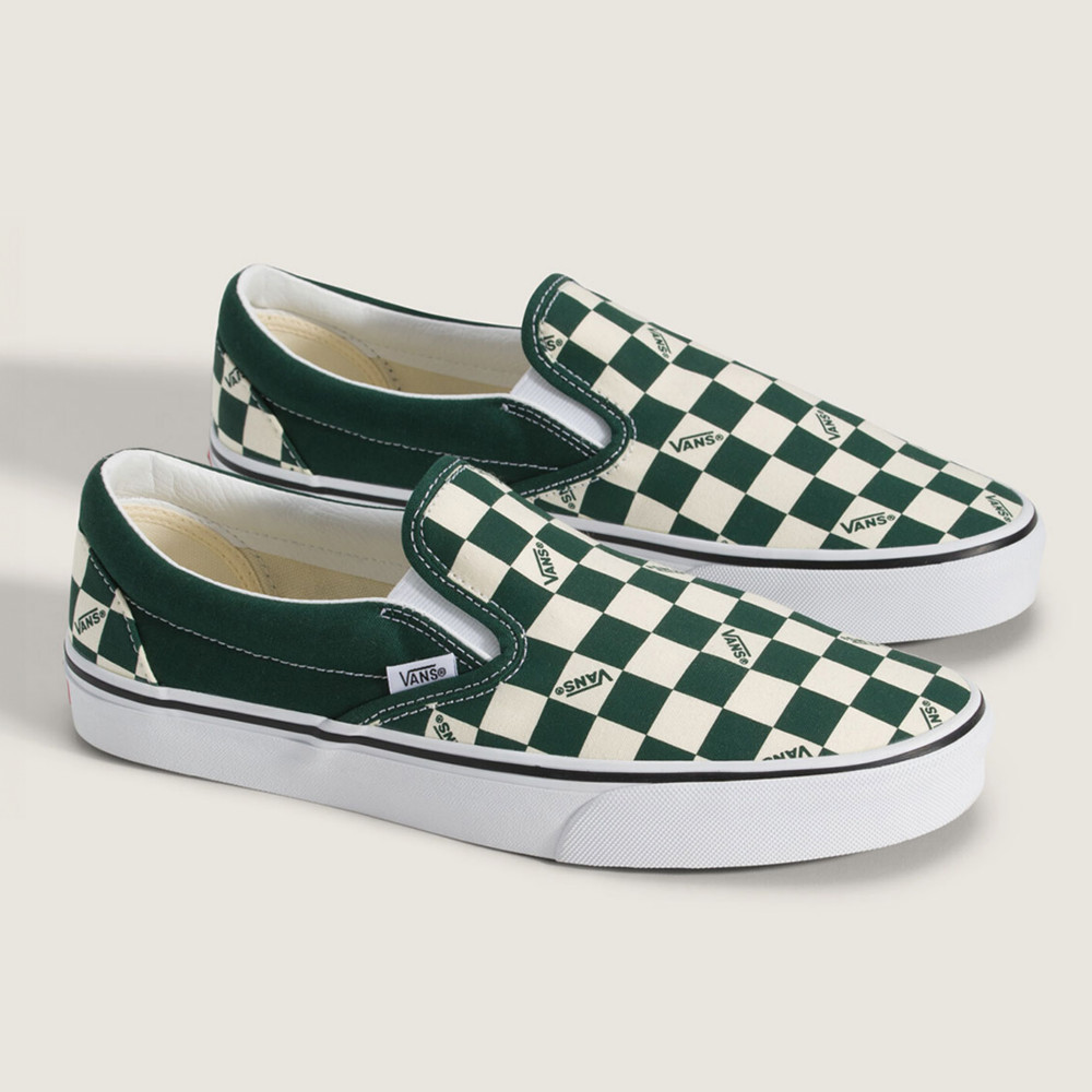 Classic Slip-On 綠色棋盤格滑板鞋