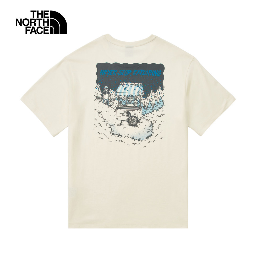 The North Face北面男女款米白色概念性印花短袖T恤｜8E4DQLI