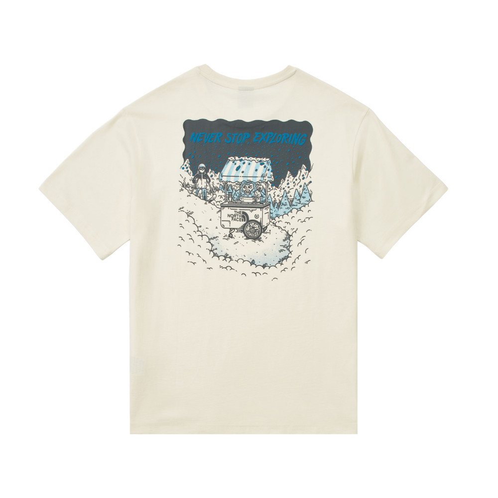 The North Face北面男女款米白色概念性印花短袖T恤｜8E4DQLI