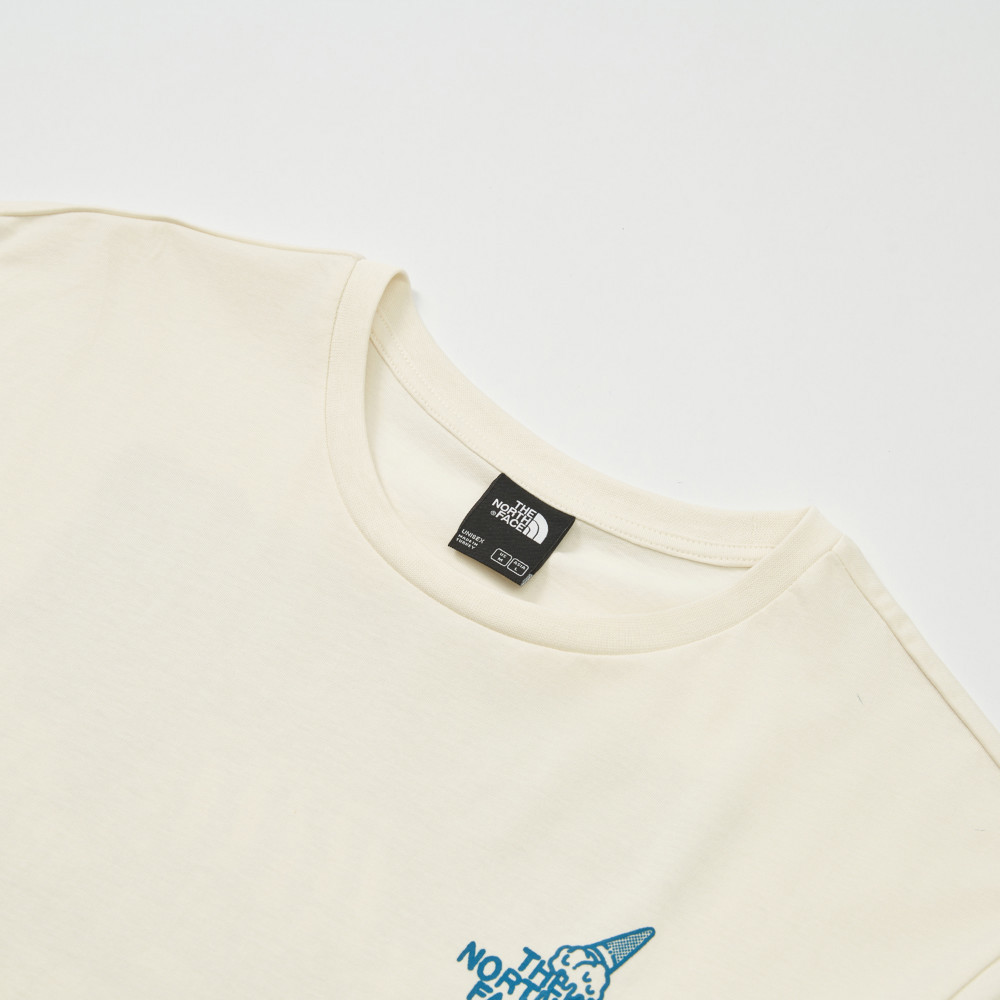 The North Face北面男女款米白色概念性印花短袖T恤｜8E4DQLI