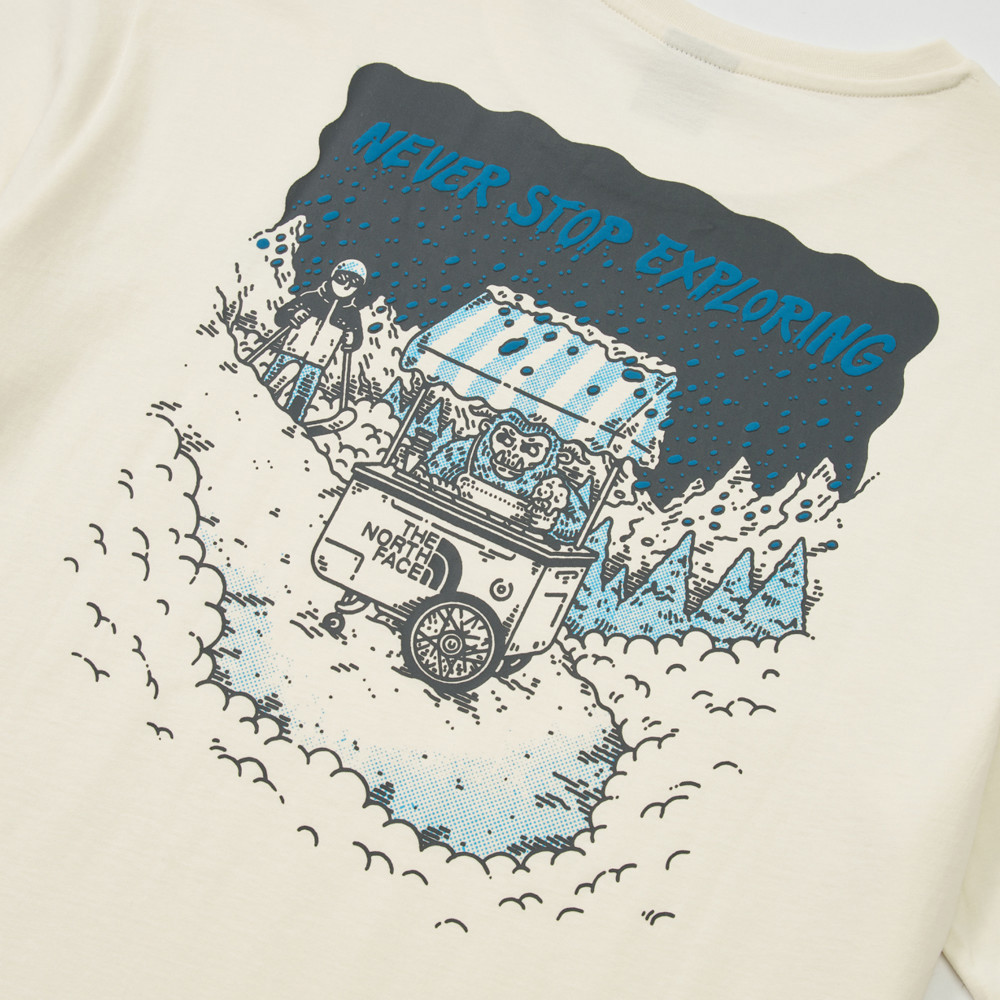 The North Face北面男女款米白色概念性印花短袖T恤｜8E4DQLI