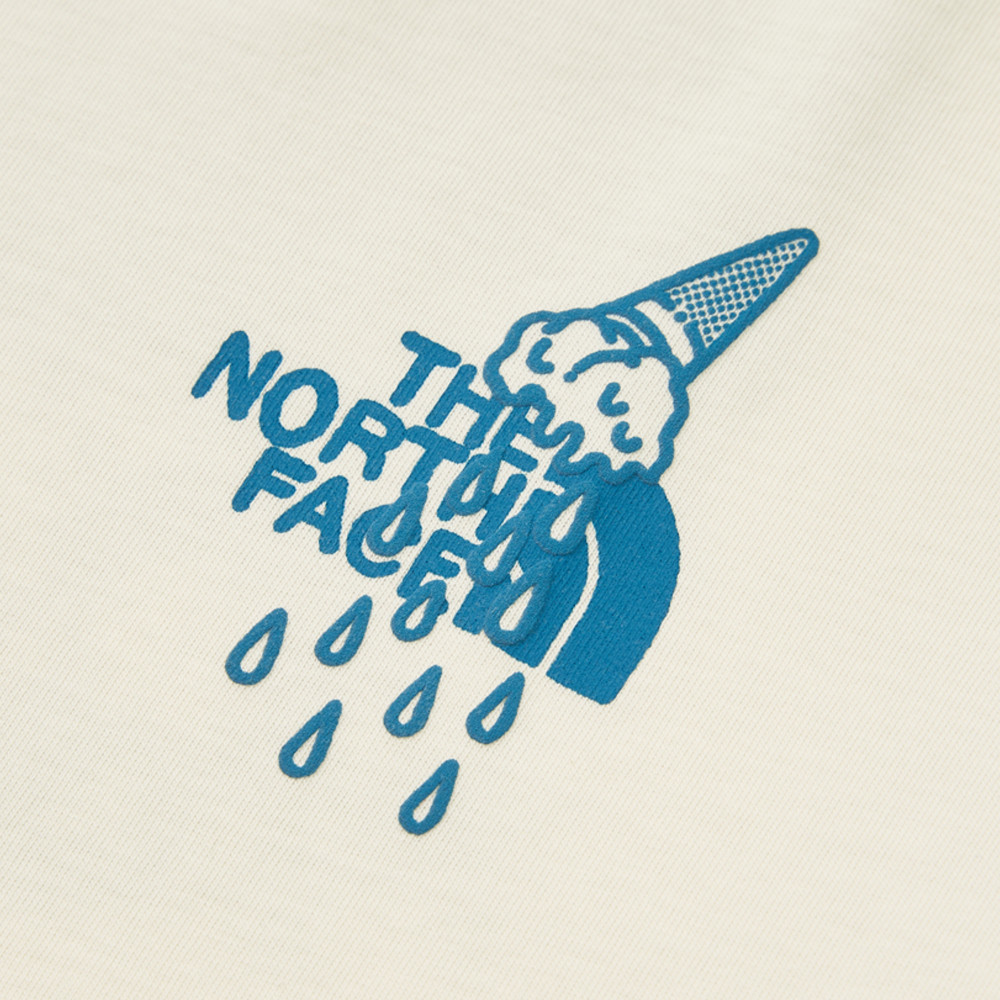 The North Face北面男女款米白色概念性印花短袖T恤｜8E4DQLI