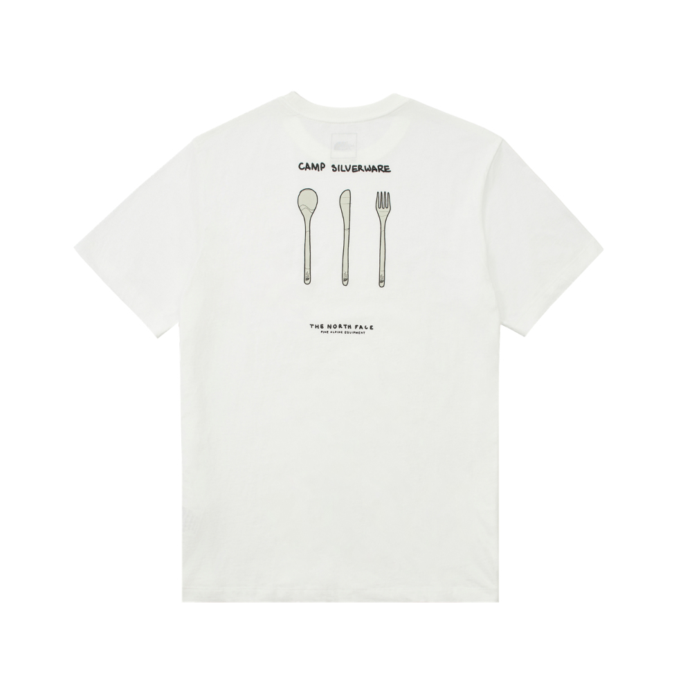 The North Face北面男款白色露營餐具印花短袖T恤｜8E9AFN4