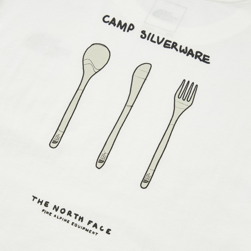 The North Face北面男款白色露營餐具印花短袖T恤｜8E9AFN4