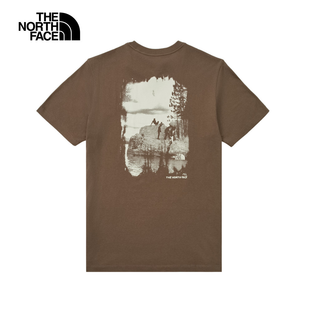 The North Face北面男款棕色概念性印花短袖T恤｜8E9F1OI