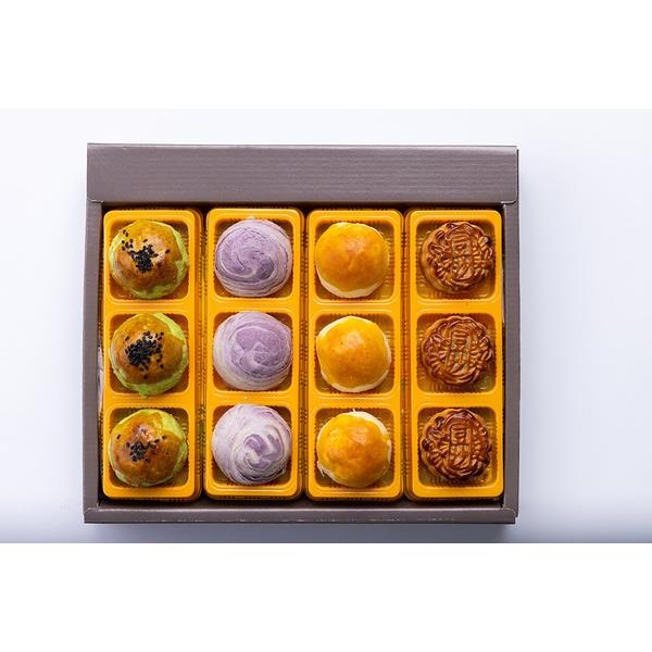 【順成蛋糕】B1中秋月餅禮盒｜斑蘭菠蘿蛋黃酥(豆沙)3入芋泥酥3入+鳳梨蛋黃酥3入+豆沙小月餅3入 ★9/1後出貨★