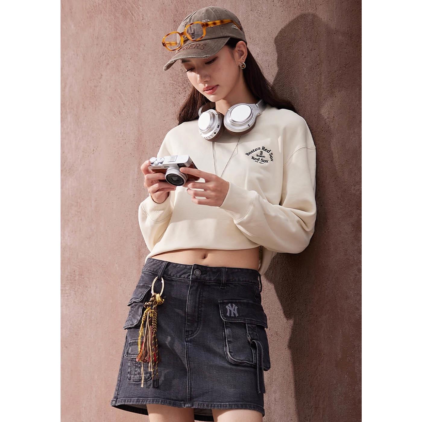 MLB 女版牛仔丹寧短裙  紐約洋基隊 (3FDSB0254-50BKS)