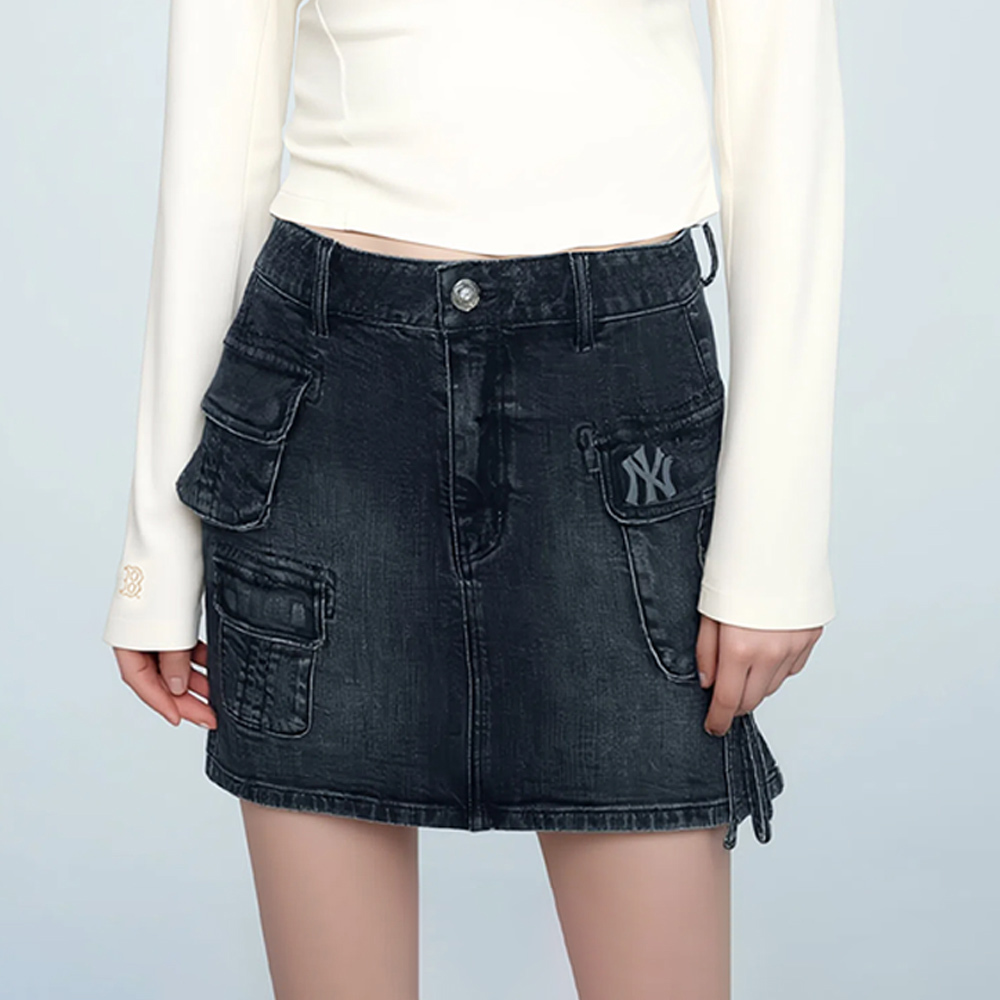 MLB 女版牛仔丹寧短裙  紐約洋基隊 (3FDSB0254-50BKS)