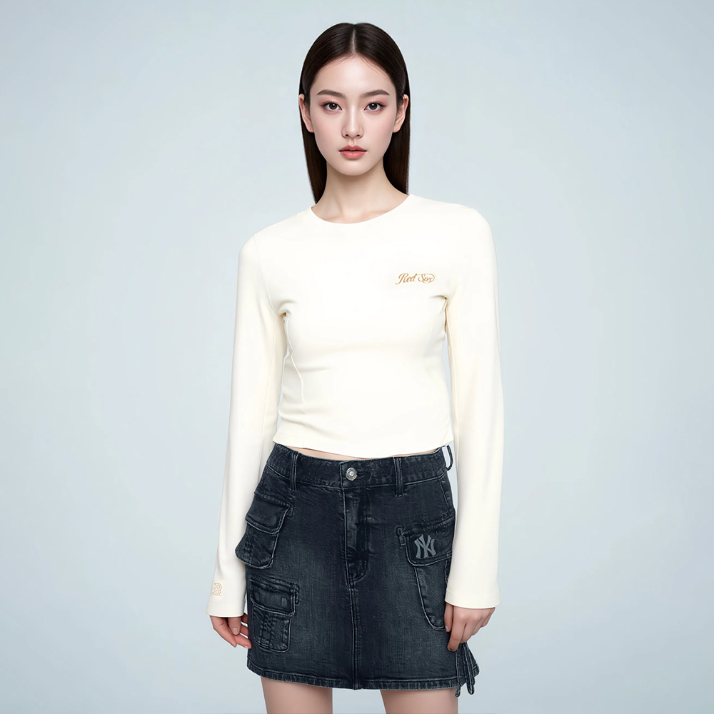 MLB 女版牛仔丹寧短裙  紐約洋基隊 (3FDSB0254-50BKS)