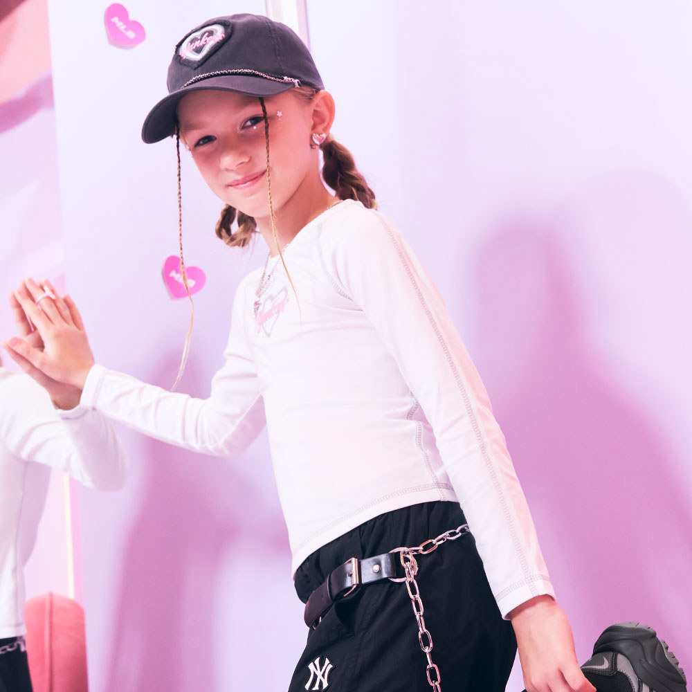 MLB KIDS 長袖T恤 童裝 Heart系列 紐約洋基隊 (7FTSH0154-50IVS)