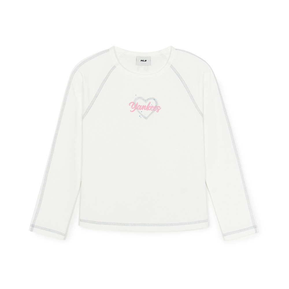 MLB KIDS 長袖T恤 童裝 Heart系列 紐約洋基隊 (7FTSH0154-50IVS)