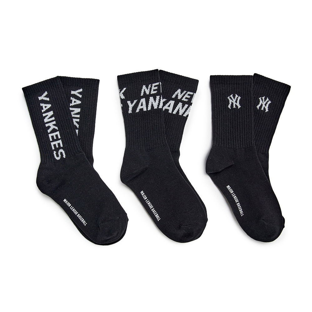 MLB KIDS 中筒襪三入組 童襪 紐約洋基隊 (7ASOB115N-50BKS)