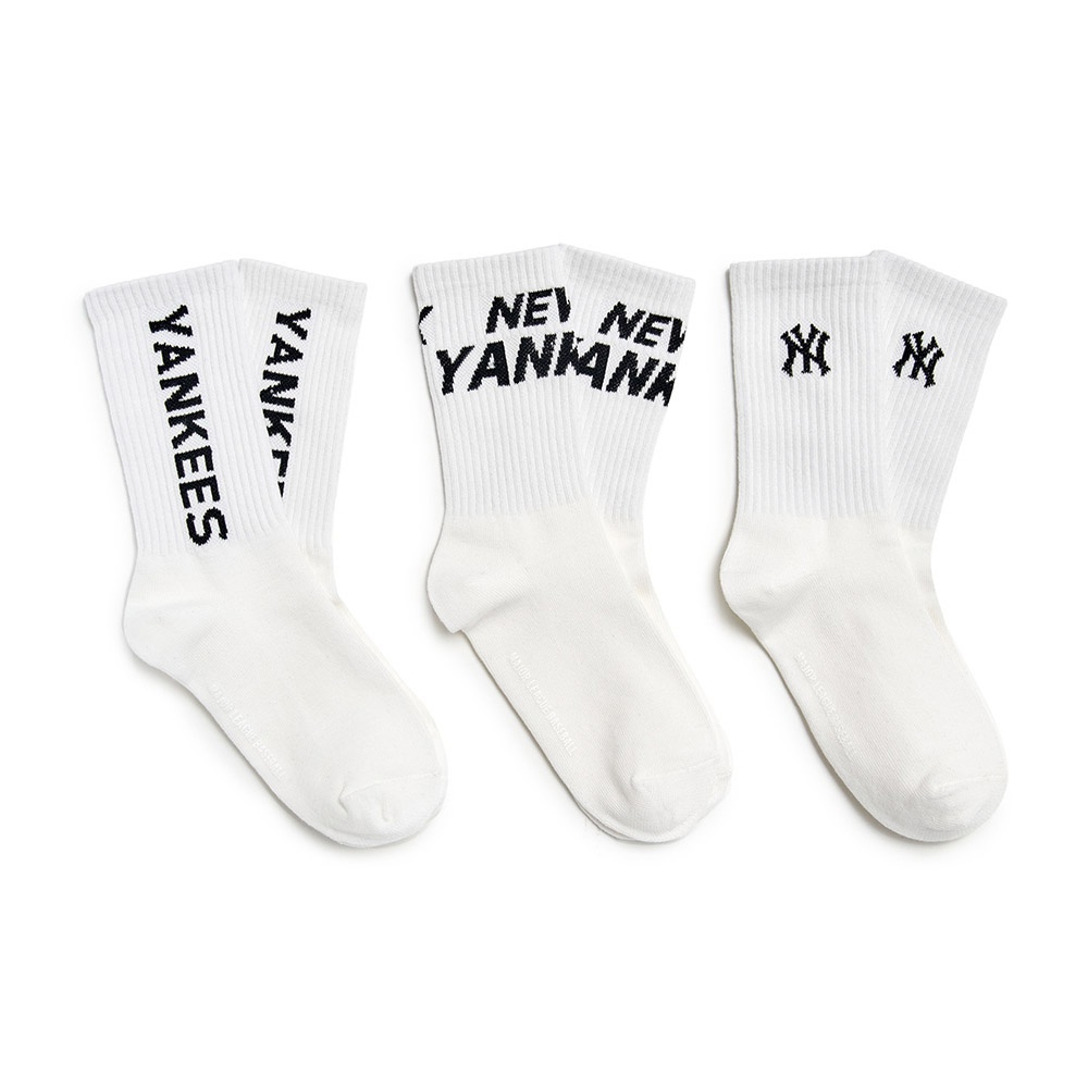 MLB KIDS 中筒襪三入組 童襪 紐約洋基隊 (7ASOB115N-50IVS)