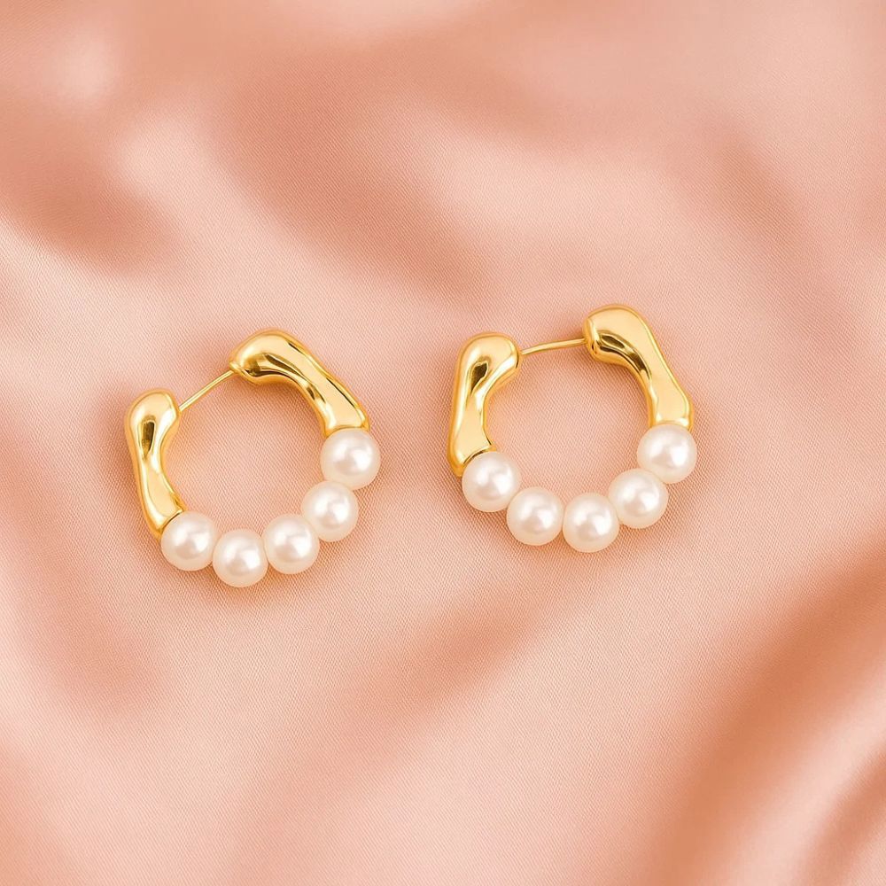 ENDRO ACC Courbe Dorée 金色弧光珍珠耳環 (含飾品盒)