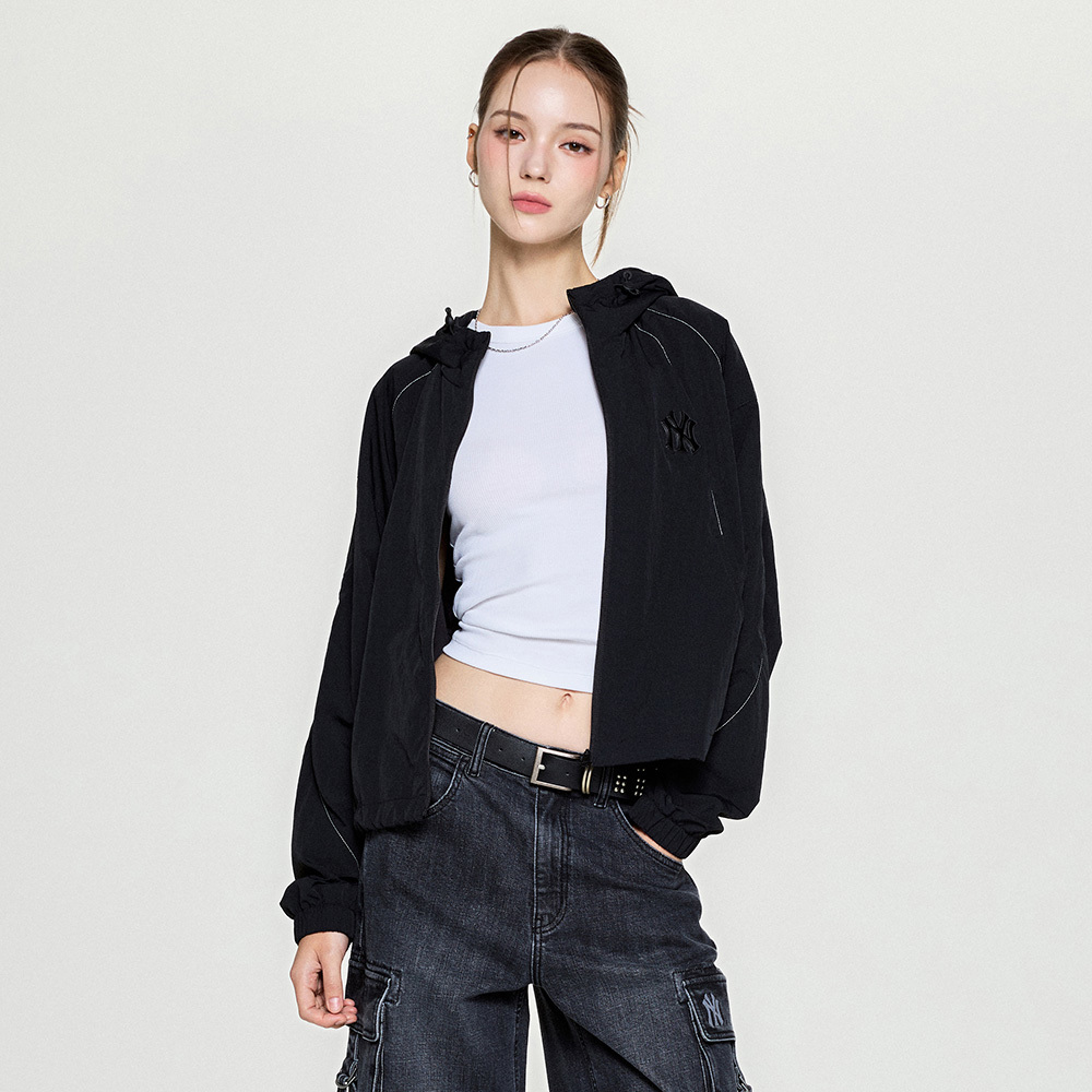 MLB 女版拉練外套 機能外套 防潑水 防風 紐約洋基隊 (3FWJB0454-50BKS)