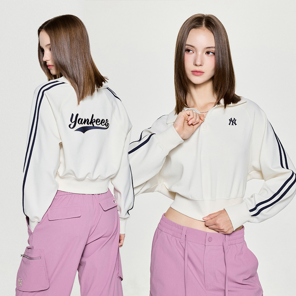 MLB Korea MLB 抗UV女版半拉鍊長袖大學T Varsity系列 紐約洋基隊 (3FMTV135