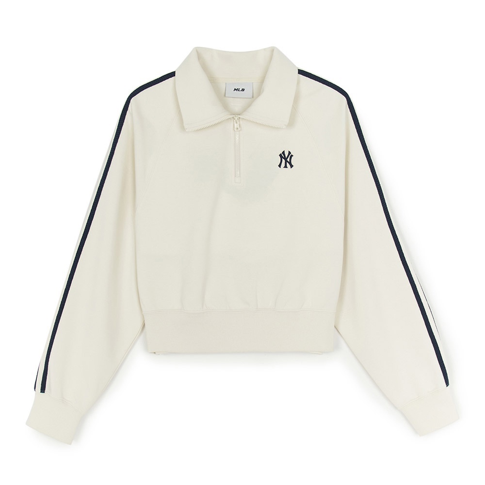 MLB 抗UV女版半拉鍊長袖大學T Varsity系列 紐約洋基隊 (3FMTV1354-50CRS)